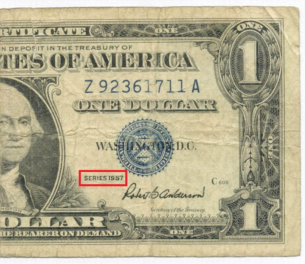 Банкнота США 1 доллар (серебряный сертификат) 1957 Z 92361711 A. VG-F