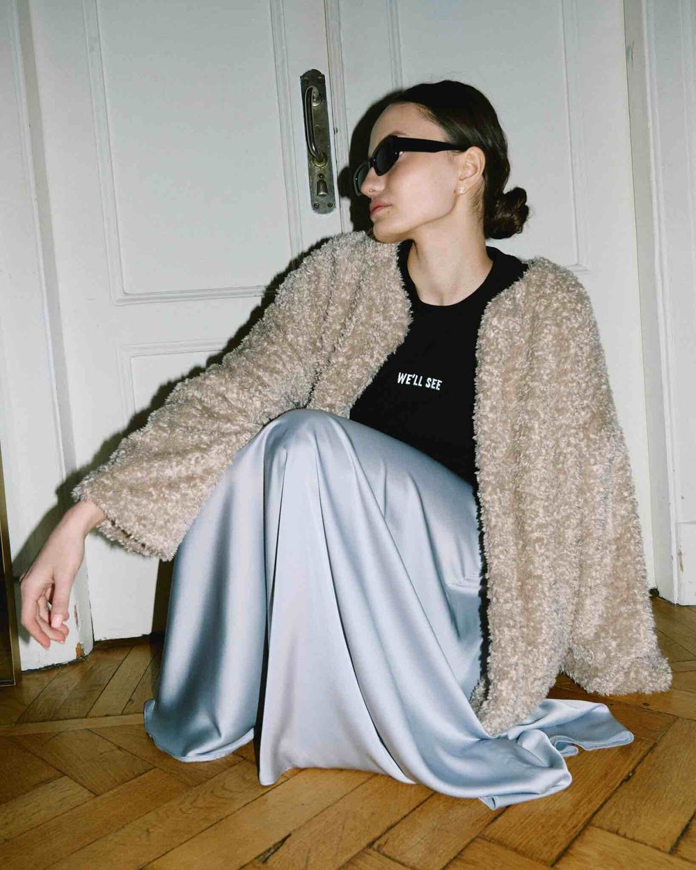 Юбка One Two Silk A-line Silver