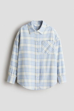 H&M Рубашка клетчатая с фланелью, светло-голубой