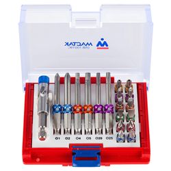 МАСТАК (058-10019C) Набор вставок (бит) 1/4", TORX, HEX, Pozidriv, Phillips, Slotted, 19 предметов