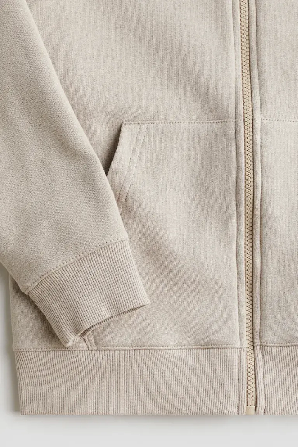 H&M Толстовка с капюшоном и застежкой-молнией, светло-бежевый