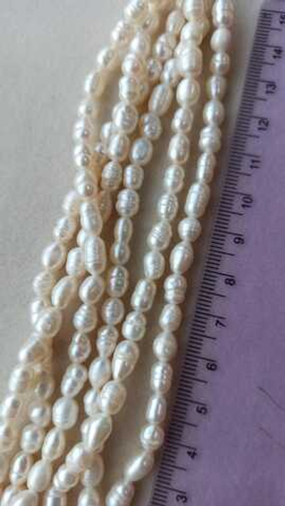 Жб-87 Жемчуг натуральный, эконом, 6*8-9мм, 34см