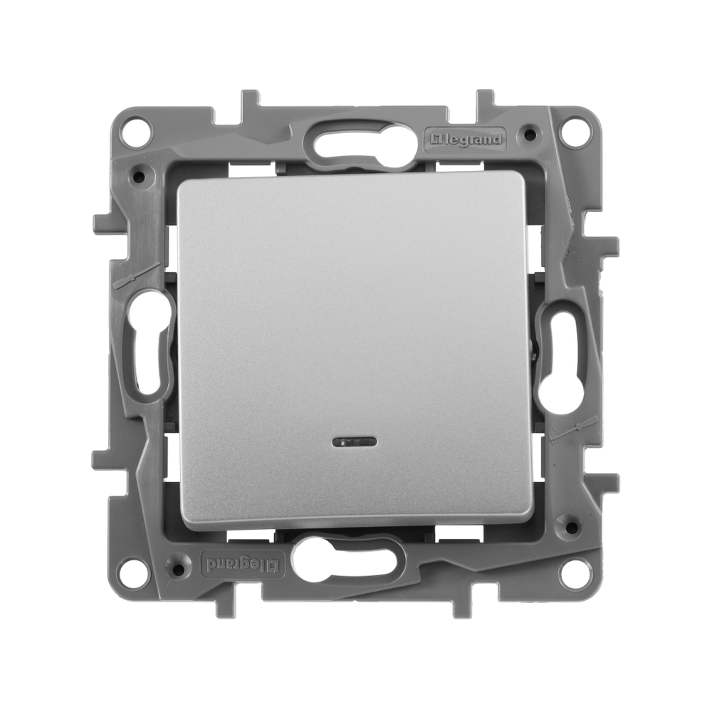 Переключатель 1-клавишный с подсветкой/индикацией 10А 250В алюминий ETIKA Legrand