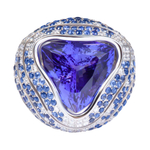 Кольцо с Танзанитом, Сапфирами и Бриллиантами, R0048-1/1