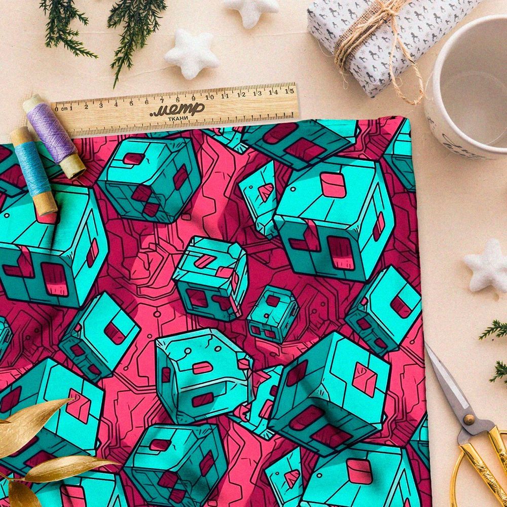 Ткань премиум мембрана кубическая фантазия