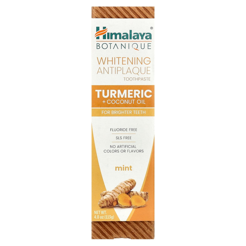 Himalaya, Отбеливающая зубная паста против зубного налета, куркума + кокосовое масло, мята, 4,0 унции (113 г)