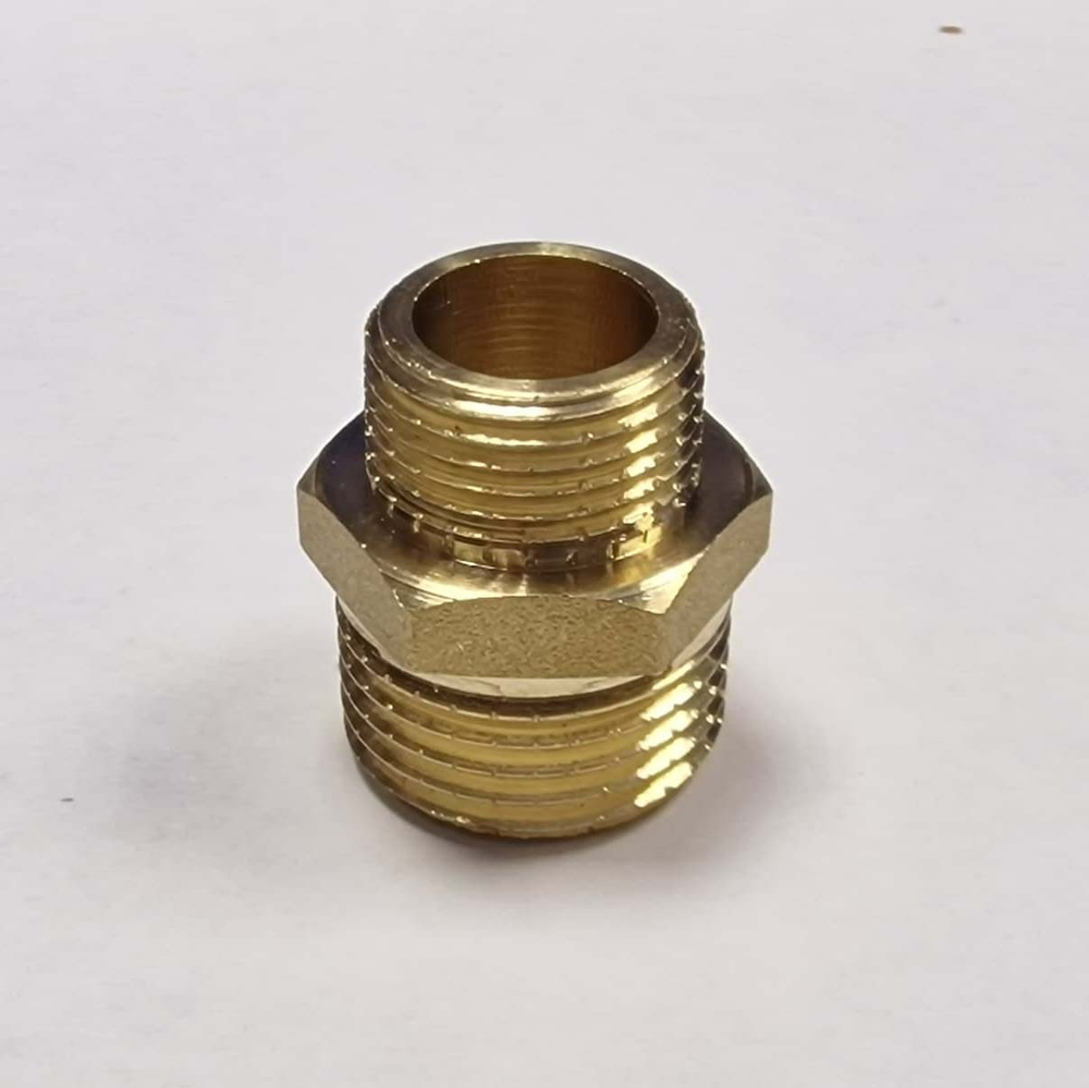 Переходник НР3/8*18*НР1 с бортом, никель DK-427