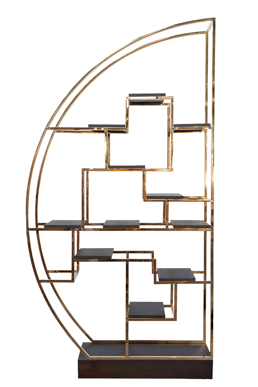 Стеллаж-полусфера Garda Decor Garda Decor роз.золото, темн.шпон 120*45*230 см