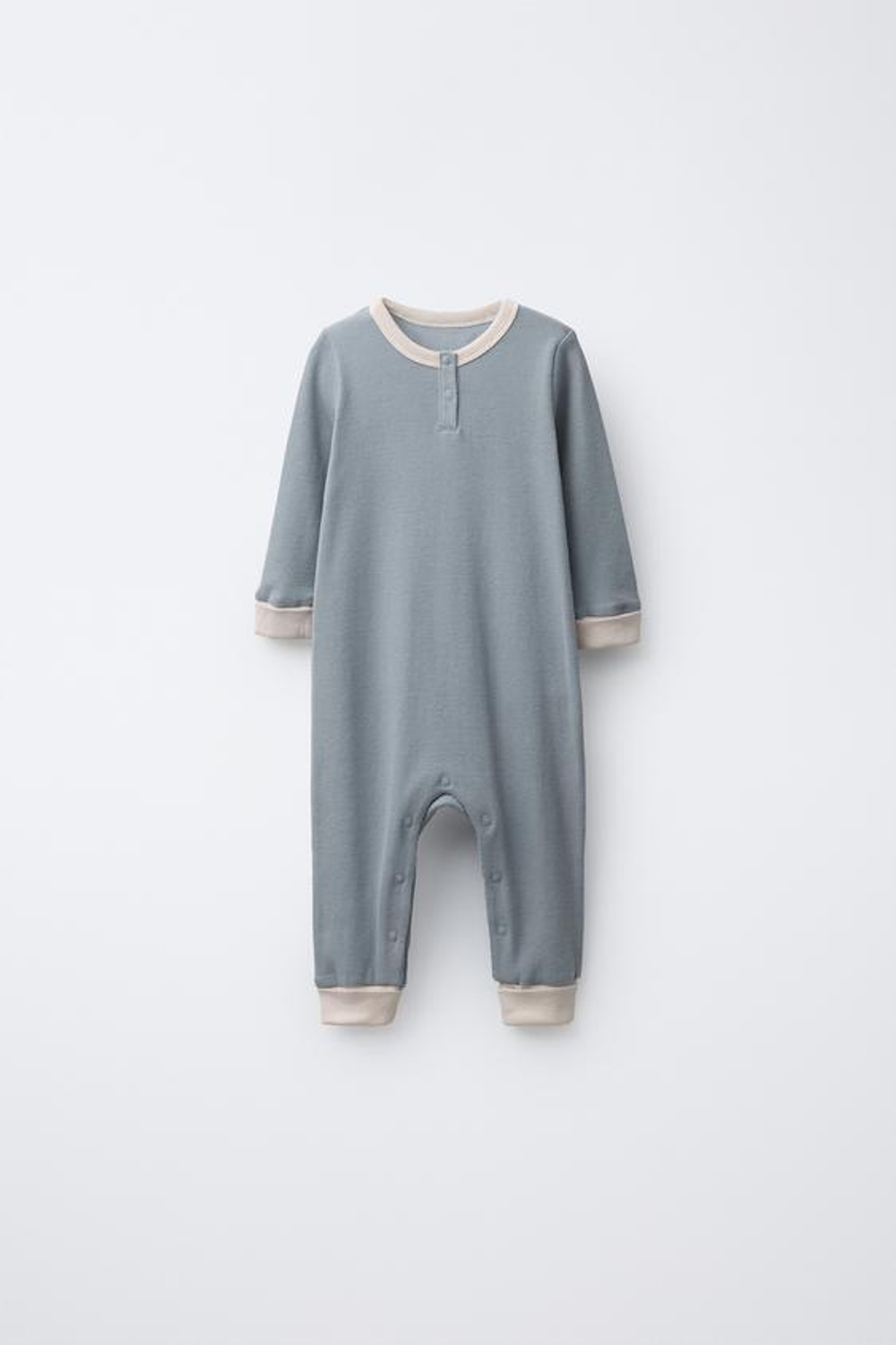 ZARA НАБОР ИЗ ДВУХ ЦЕЛЬНЫХ ПИЖАМ В РУБЧИК, СИНИЙ