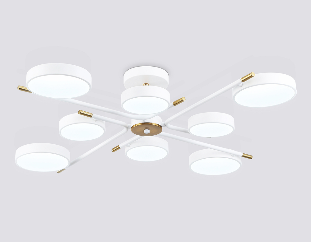 Светильник светодиодный подвесной FL516338/8 WH/CP белый/медь 120W 3000-6000K D850*170 (без ПДУ)