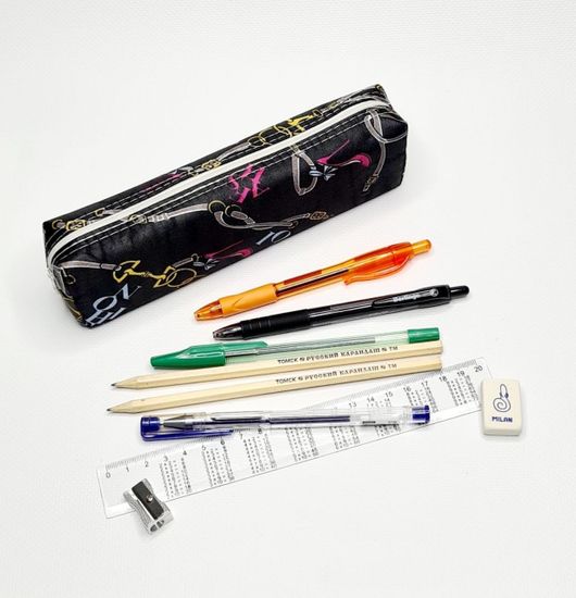 Школьный пенал с 2 отделениями, сиреневый, 11 предметов