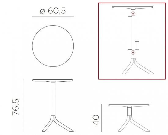 Стол пластиковый обеденный Spritz + Spritz Mini голубой Nardi Италия