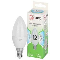 Лампочка светодиодная ЭРА GREEN LINE LED B35-12W-840-E14 GL E14 12 Вт свеча яркий белый свет