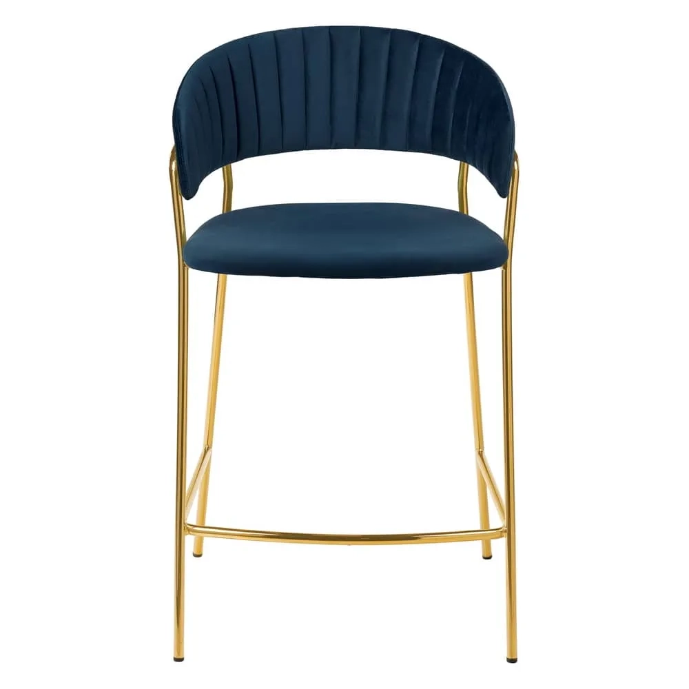 Стул полубарный Turin синий с золотыми ножками