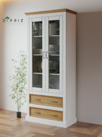 Шкаф-витрина деревянная Ландхаус 180 см, буфет для кухни из массива сосны 2 двери 2 ящика