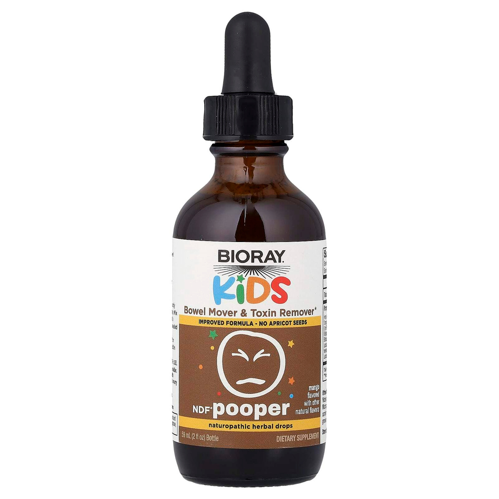 Bioray, Kids, NDF® Pooper, добавка для очищения кишечника, манго, 59 мл (2 жидк. унции)
