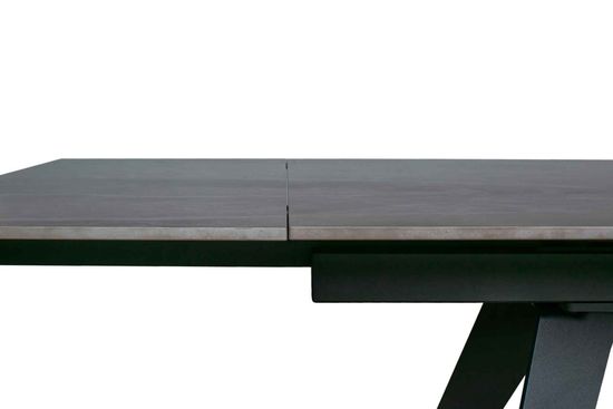 Стол "РЕЙН" 160-240, керамика Italian Light Grey глянцевый, опоры черный муар