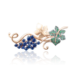 Брошь «Виноградная лоза» из красного золота с фианитами