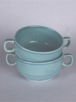 Бульонница супница с ручками фарфоровая тёмно-серый набор 2 шт в стиле акварель