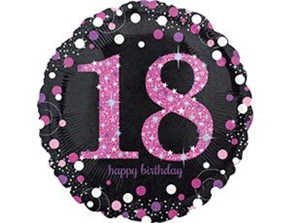 18-лет. С днём рождения. Фольга, круг голография 45см