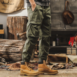 Брюки для мужчин свободные с накладными карманами и резинками внизу брючины от бренда JIELEINUO