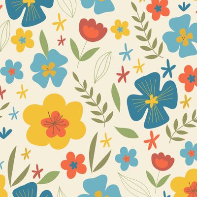 Разноцветные цветы на бежевом фоне