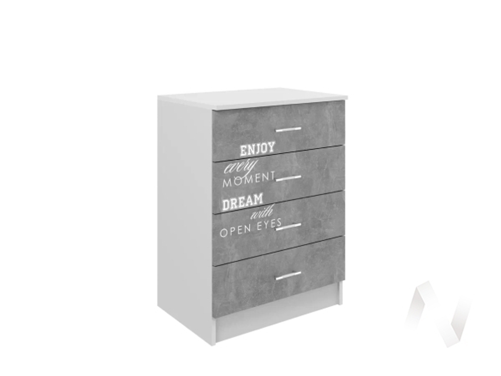 Комод Детская Юниор-2 ЛДСП Лофт (белый/бетон светлый)
