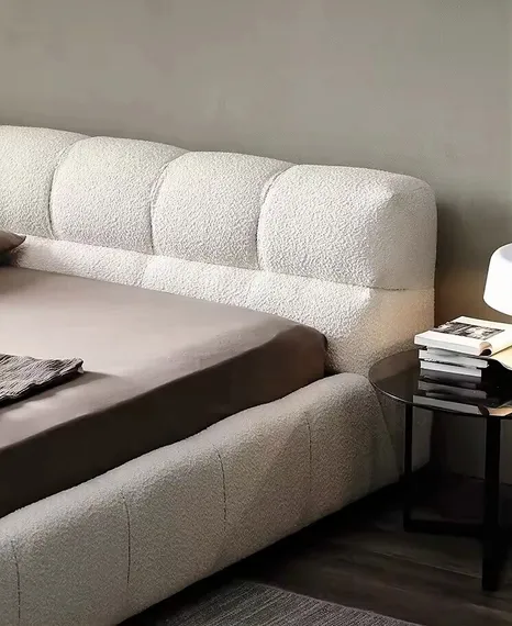 Кровать Tufty 180х200, белое букле