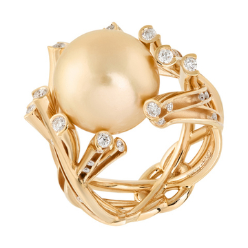 Кольцо с Жемчугом и Бриллиантами, R0061-0/2