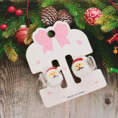 Заколки - крабы для волос 2шт на блистере «Новогодние друзья - Дед Мороз», 2см (в пакете с подвесом)