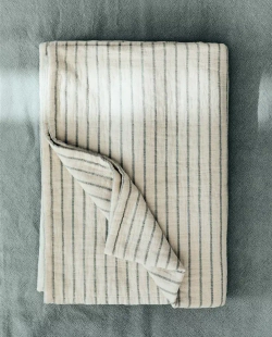 ZARA HOME ДЕТСКОЕ ПОКРЫВАЛО ИЗ МУСЛИНА В ПОЛОСКУ, ЗЕЛЕНЫЙ