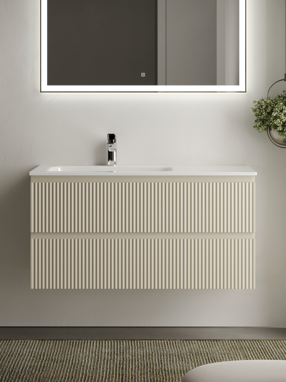 Тумба с раковиной Sancos Snob R 100 см SNR100LCE левая, beige soft