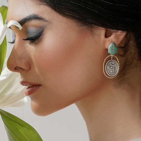 Серебряные серьги с бирюзой Arte Abi Bi Payan 20220409 Иран