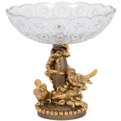 Фруктовница-конфетница Мелодия любви со стеклянной чашей 7373 Бронза