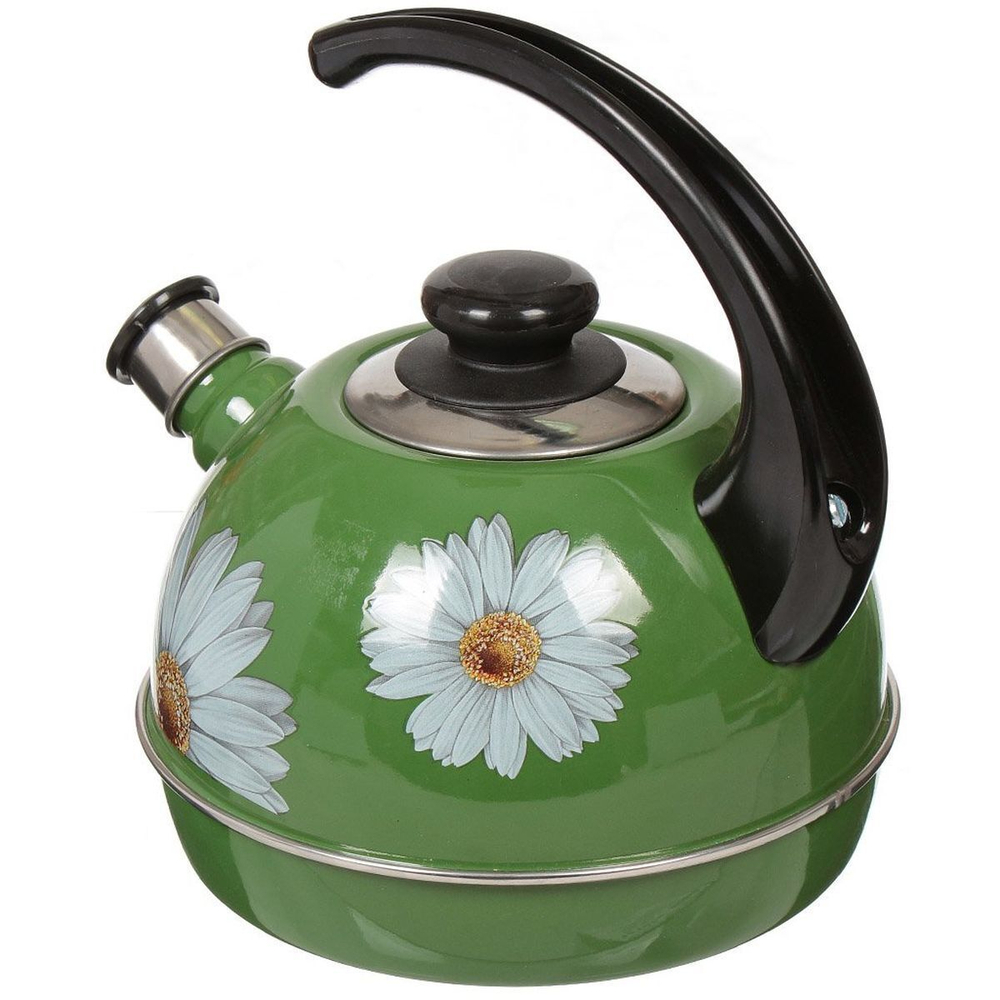 Чайник сталь, эмал, 3.5 л, свист, руч консоль, Рубин, С1605, зел, T04/35/07/05/ 07/ 14/33