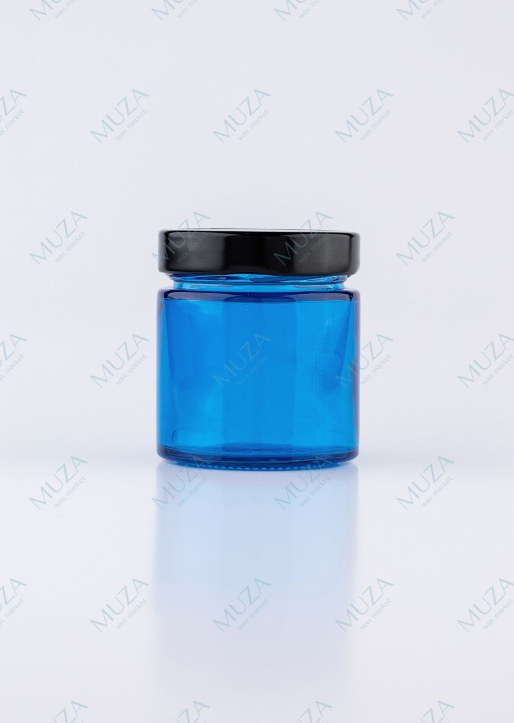 Баночка синее стекло с металл. крышкой 200 мл.
