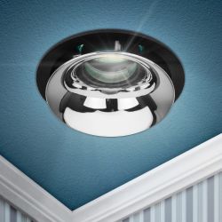 Встраиваемый светильник декоративный ЭРА KL103 BK/CH MR16 GU5.3 черный хром | Декоративные встраиваемые светильники