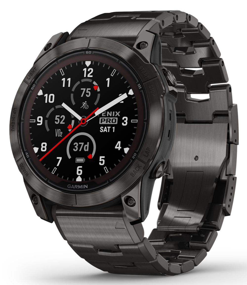 Garmin Fenix 7X Pro Sapphire Solar Edition Титановый угольно-серый корпус с DLC-покрытием и титановым браслетом