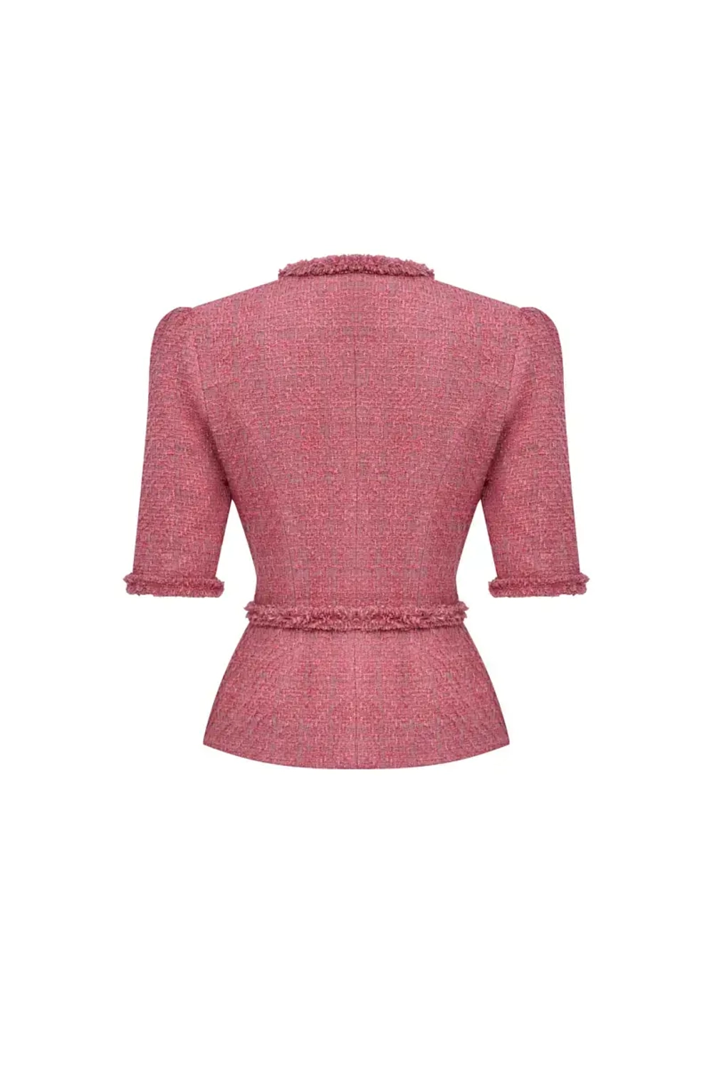 Жакет с объемными плечами и баской ягодный