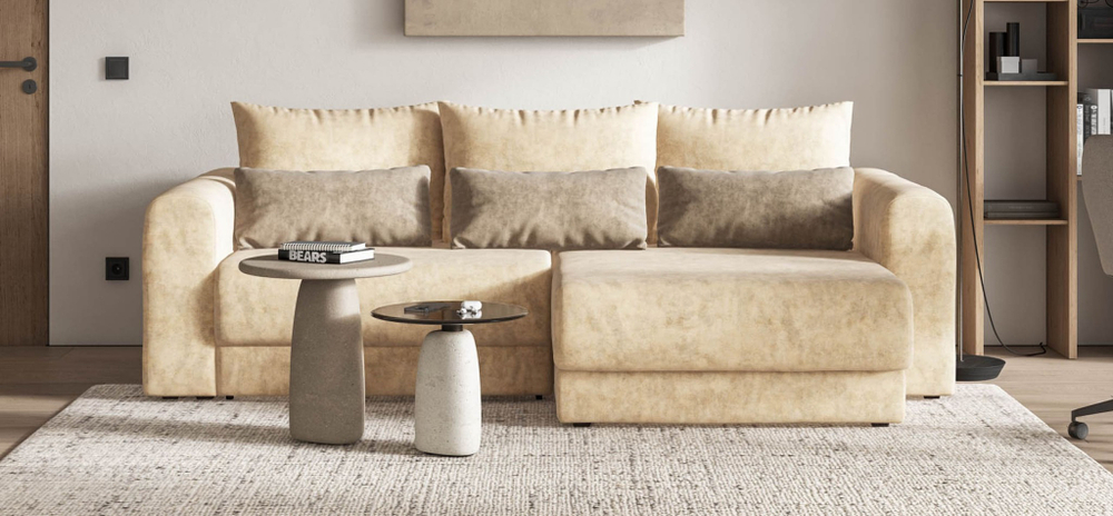 Модульный угловой диван РИЧМОНД MODOOL Велюр Royal шампань