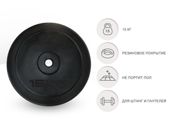 Диск обрезиненный UNIX Fit  15 кг, 25 мм