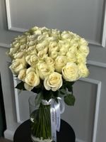 Букет из белой розы (50см) 51 шт под ленту
