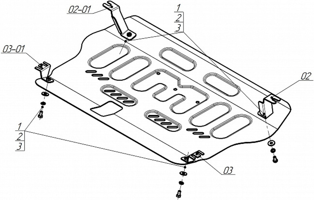Защита картера двигателя, КПП. 2 мм, Сталь. для Hongqi H5 2017-2022, Motodor.73905