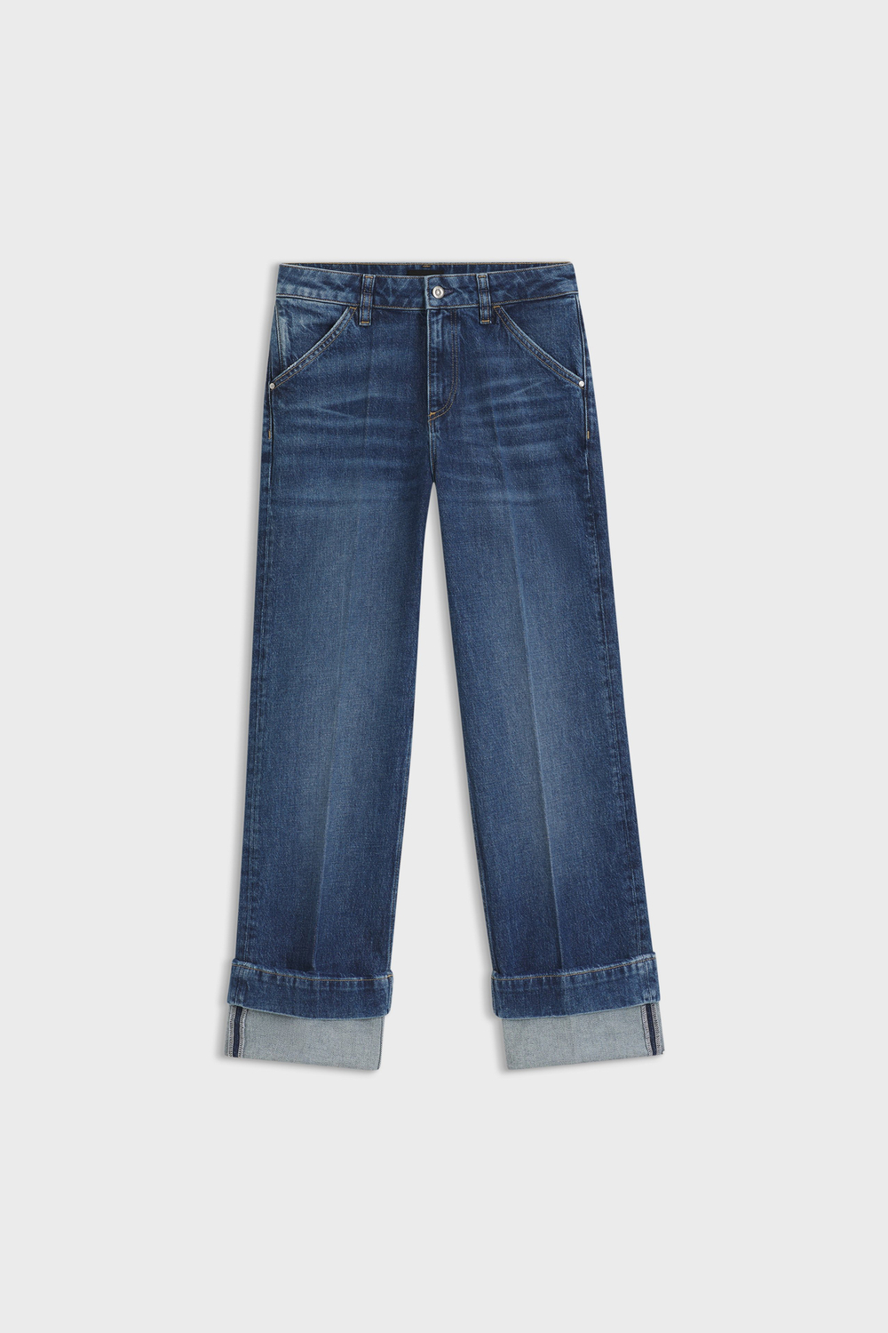 Slim-fit jeans in indigo stretch denim with turnups