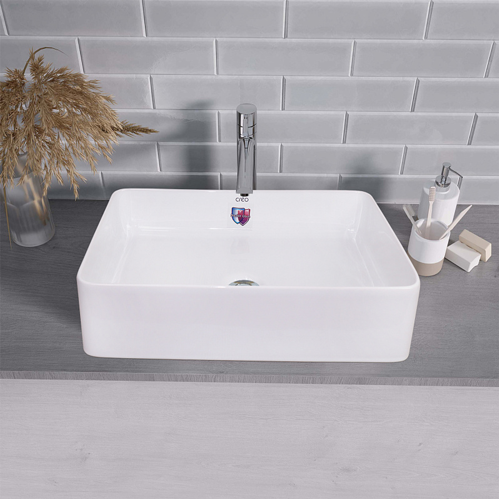 Раковина-чаша Creo Ceramique 500х350х120 накладная, прямоугольная, керамика, белый глянцевый (PU3500)