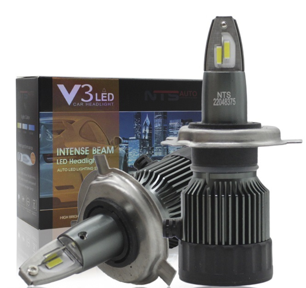 Автолампа LED Н 4 к-т HeadLight  V3  (вентилятор) 30/35W 6500k 2750LM (как F1) V3H4