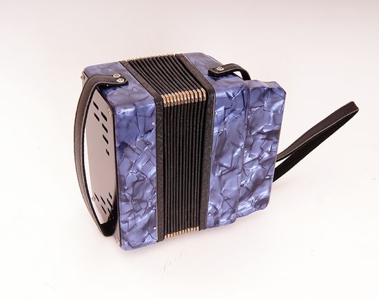 S40XL-C-BL Гармонь "Сувенир" 15х12-I, синяя, палехская роспись, Шуйская гармонь