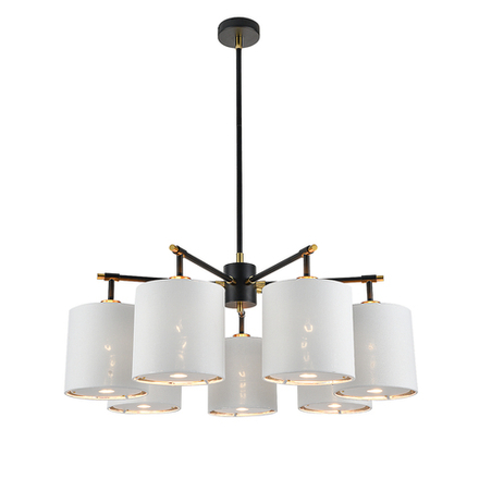 Светильник на штанге 7x60Вт E27, металл/ткань, чёрный