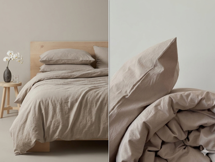 КПБ Евро с простыней на рез. 160х200 ВАРЕНЫЙ ХЛОПОК "Бежевый"