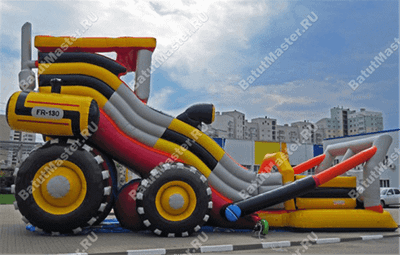 Детский надувной батут-горка "Бульдозер" 14*7*8.5 м